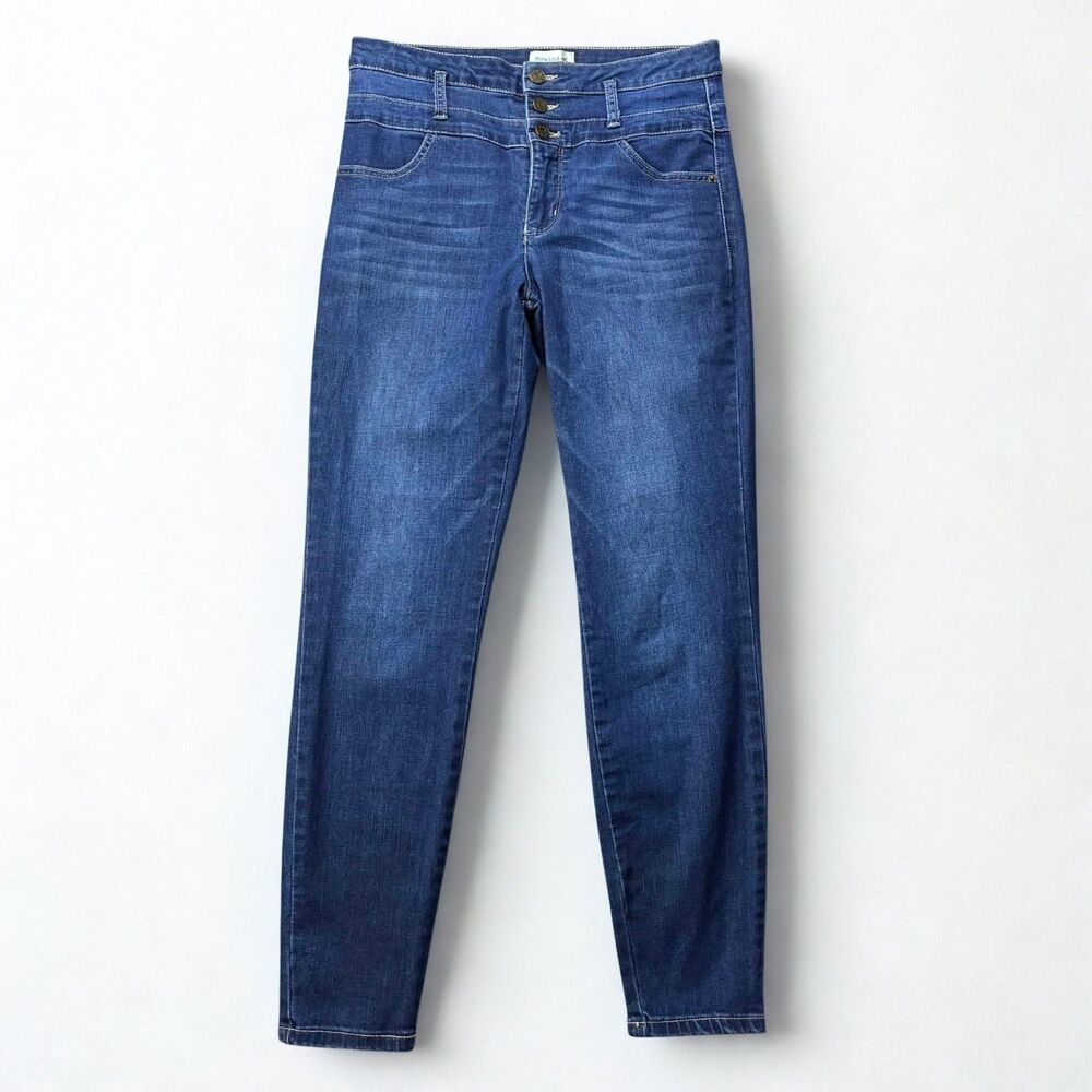Rewind Womens Size 5/27 Skinny Jeans Blue Stretch Denim Mid Rise 3 Button